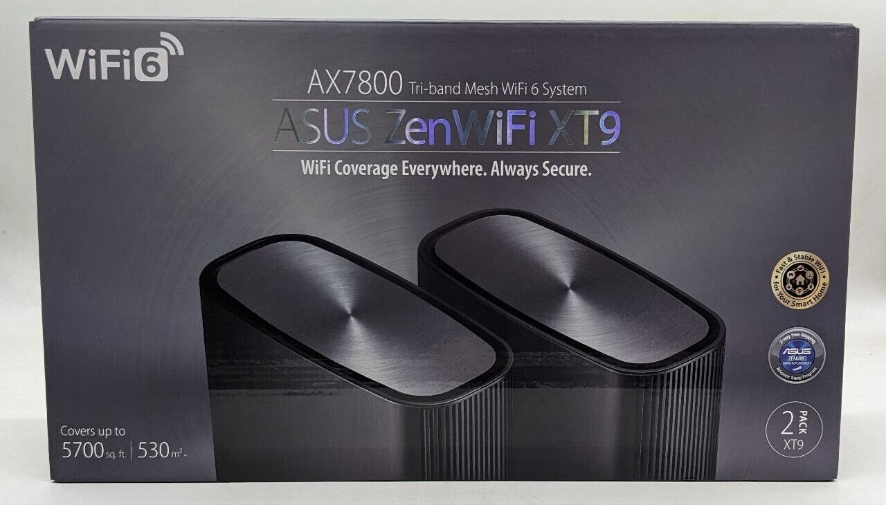 ASUS ZenWiFi XT9 AX7800 Tri-Band WiFi6 Mesh WiFiSystem (2Pack)